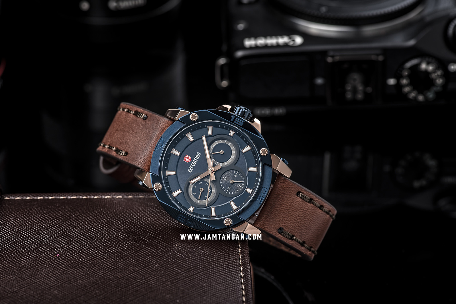 Expedition E 6606 BF LURBU Ladies Blue Dial Brown Leather Strap Machtwatch