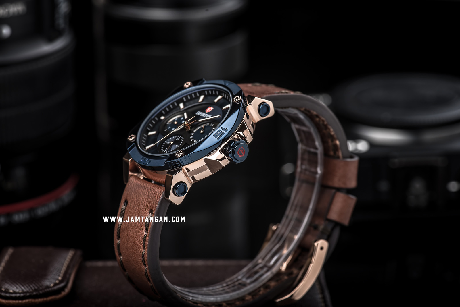 Expedition E 6606 BF LURBU Ladies Blue Dial Brown Leather Strap Machtwatch