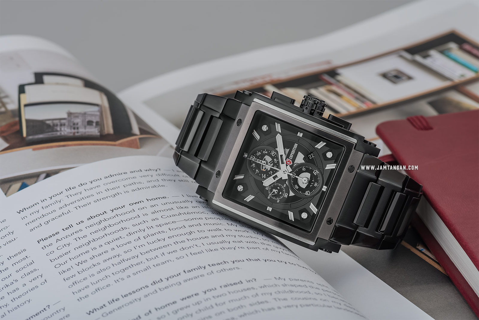 Expedition E 6731 MC BEPBA Chronograph Men Black Dial Black Stainless Steel Strap Machtwatch