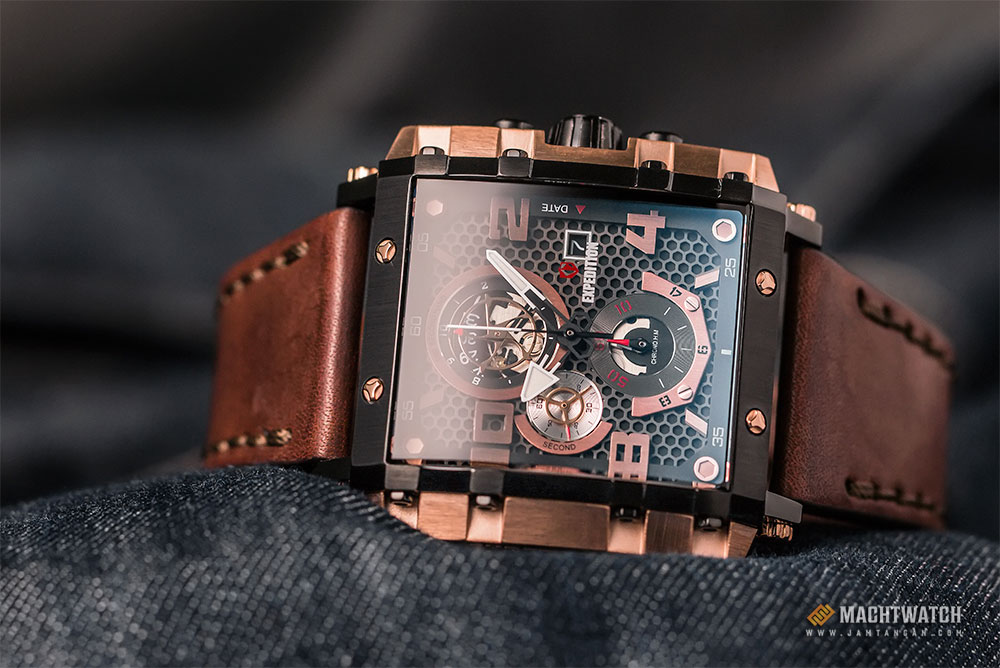 Expedition E 6757 MC LBRBA Chronograph Men Black Dial Brown Leather Strap Machtwatch