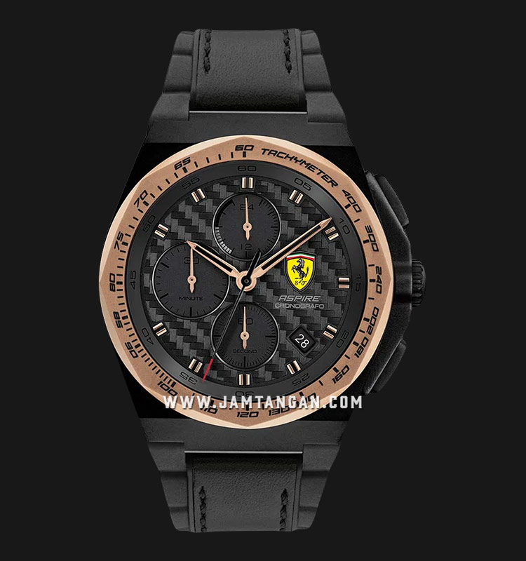 Ferrari Scuderia Aspire 0830867 Chronograph Black Carbon Textured Dial Black Stainless Steel