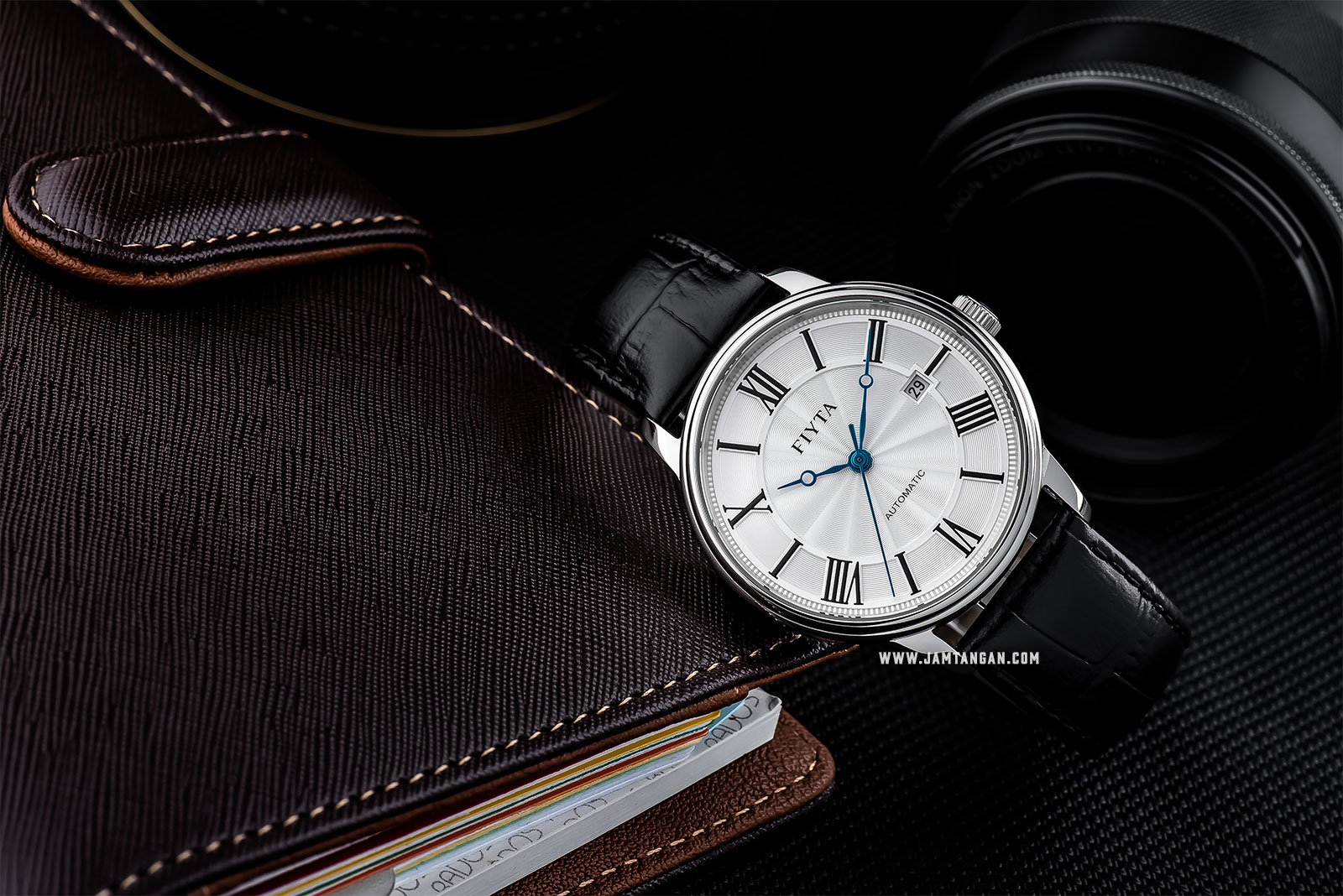FIYTA GA802059.WWB Classic Automatic Man Crystal White Dial Black Leather Strap Machtwatch