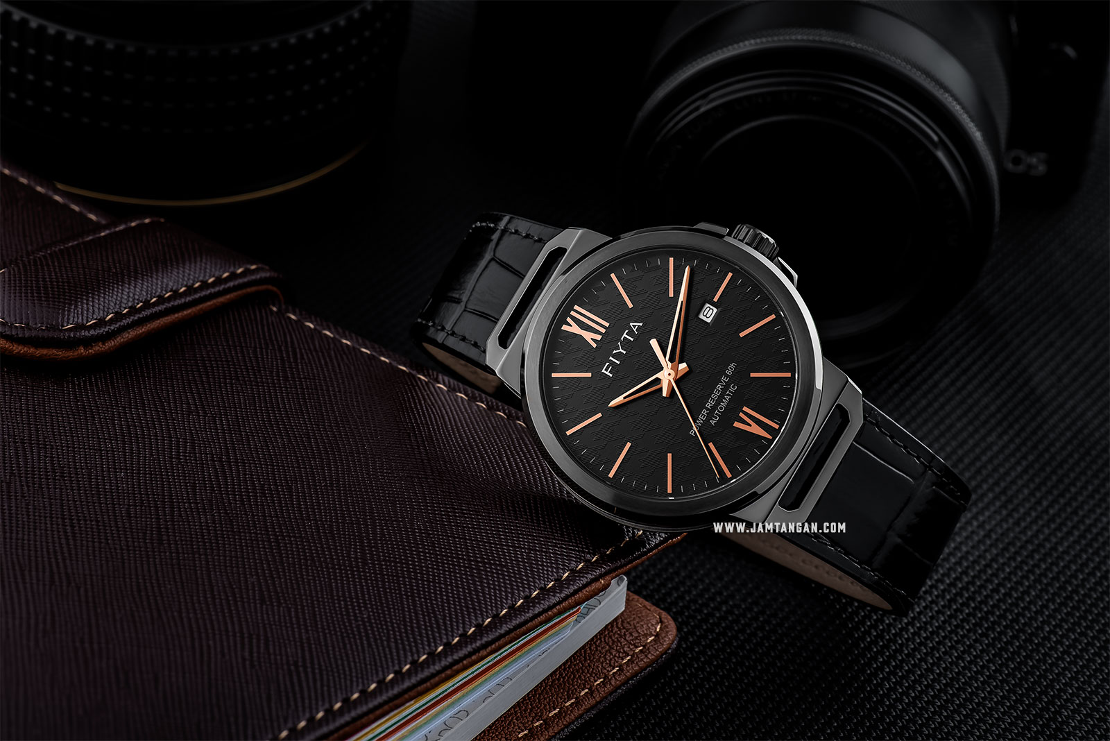 FIYTA GA852000.BBB Power Reserve Automatic Man Black Dial Black Leather Strap Machtwatch