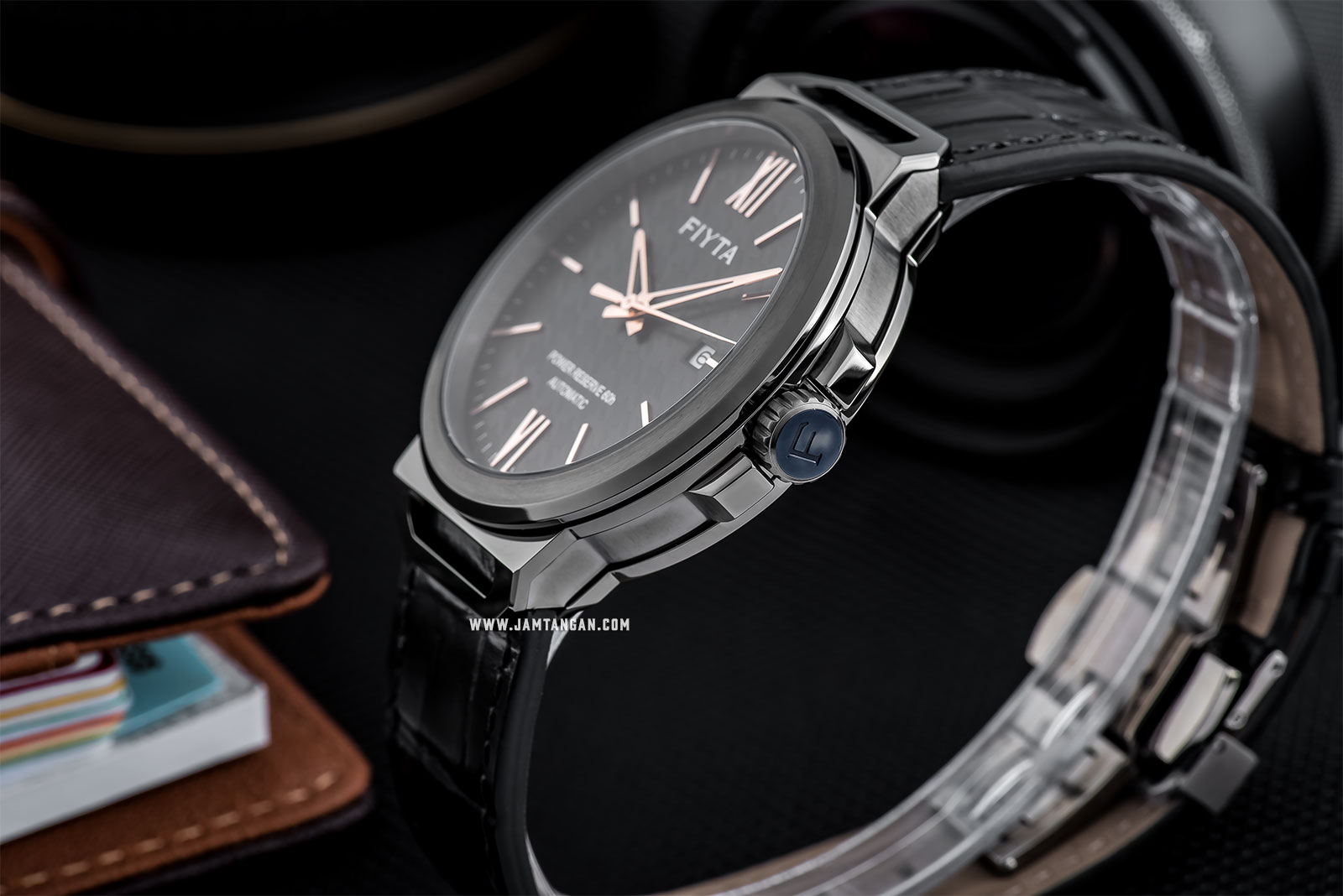 FIYTA GA852000.BBB Power Reserve Automatic Man Black Dial Black Leather Strap Machtwatch
