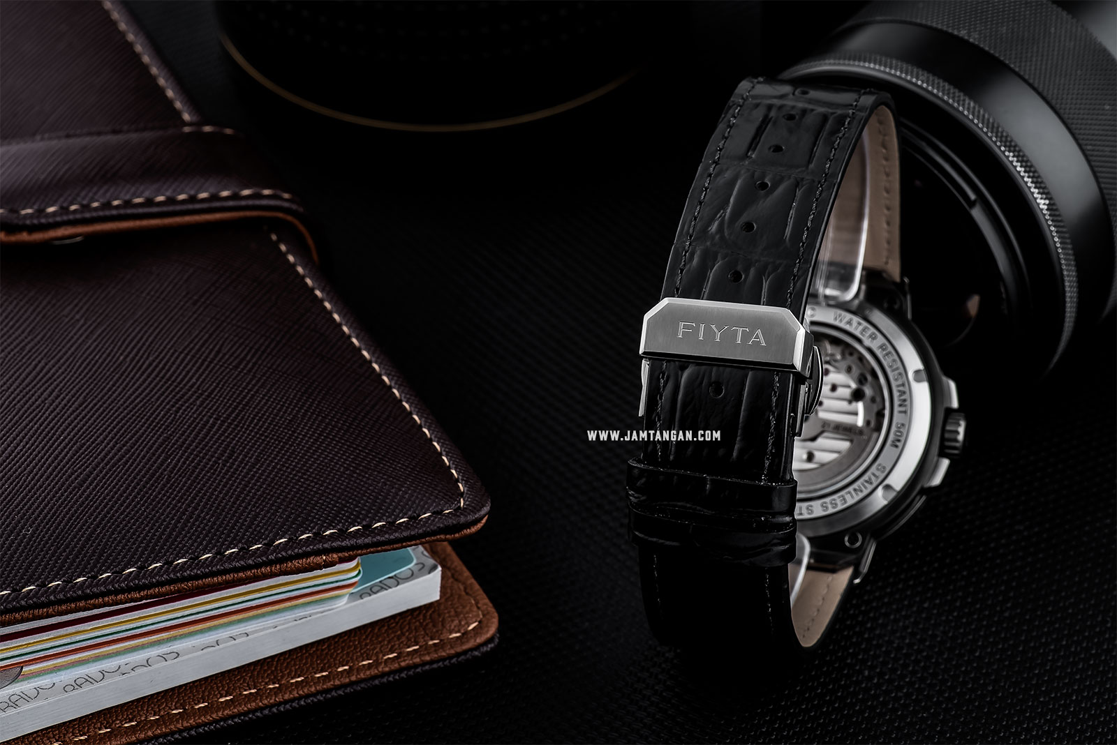 FIYTA GA852000.BBB Power Reserve Automatic Man Black Dial Black Leather Strap Machtwatch