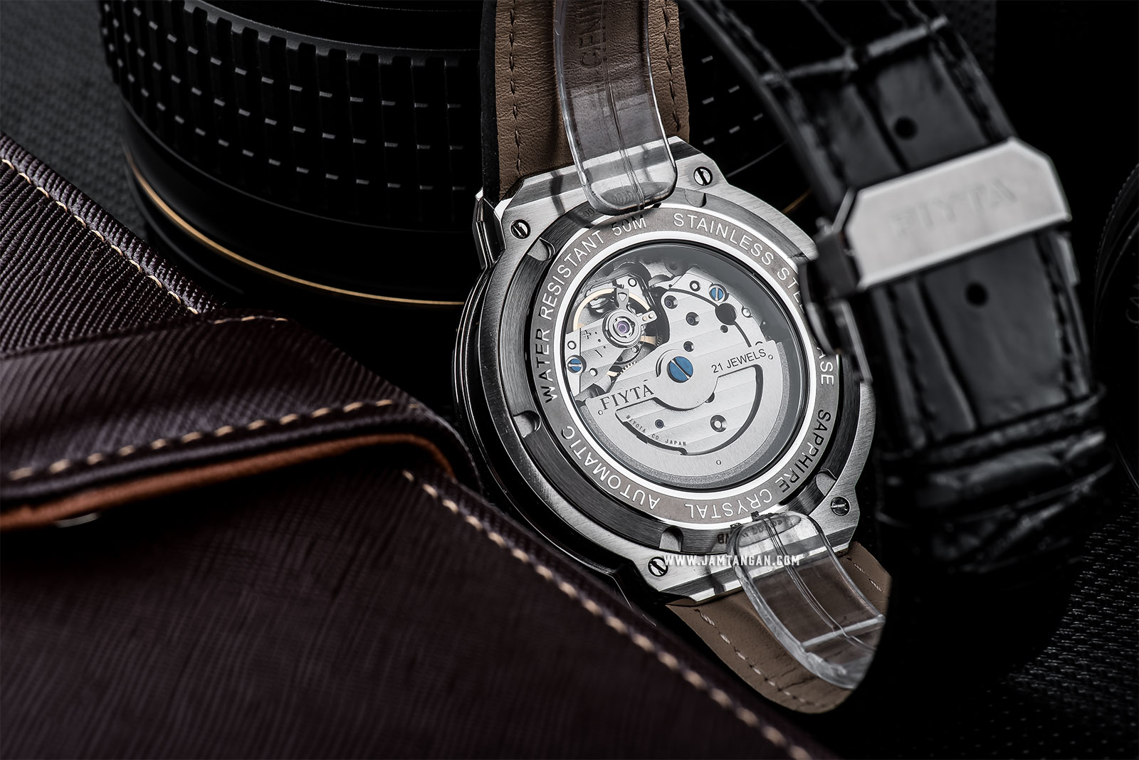 FIYTA GA852000.WWB Power Reserve Automatic Man White Dial Black Leather Strap Machtwatch