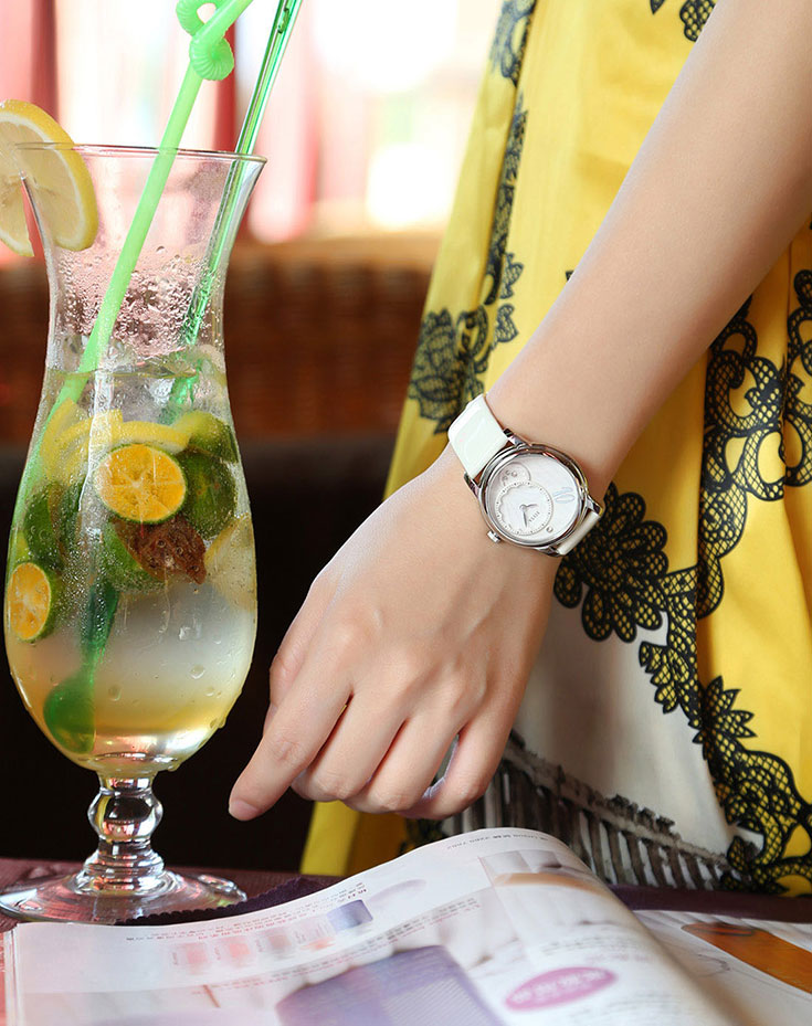 FIYTA Luxury Women IF Collection White Leather Strap Watch L1560.A Machtwatch