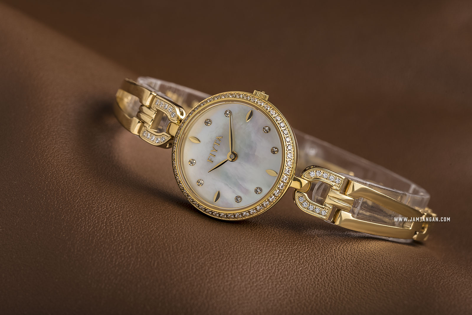 FIYTA L864007.GWGD Exquisite Ladies Mother of Pearl Dial Gold Stainless Steel Machtwatch