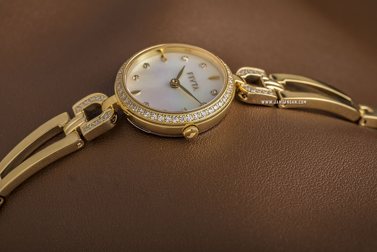 FIYTA L864007.GWGD Exquisite Ladies Mother of Pearl Dial Gold Stainless Steel Machtwatch