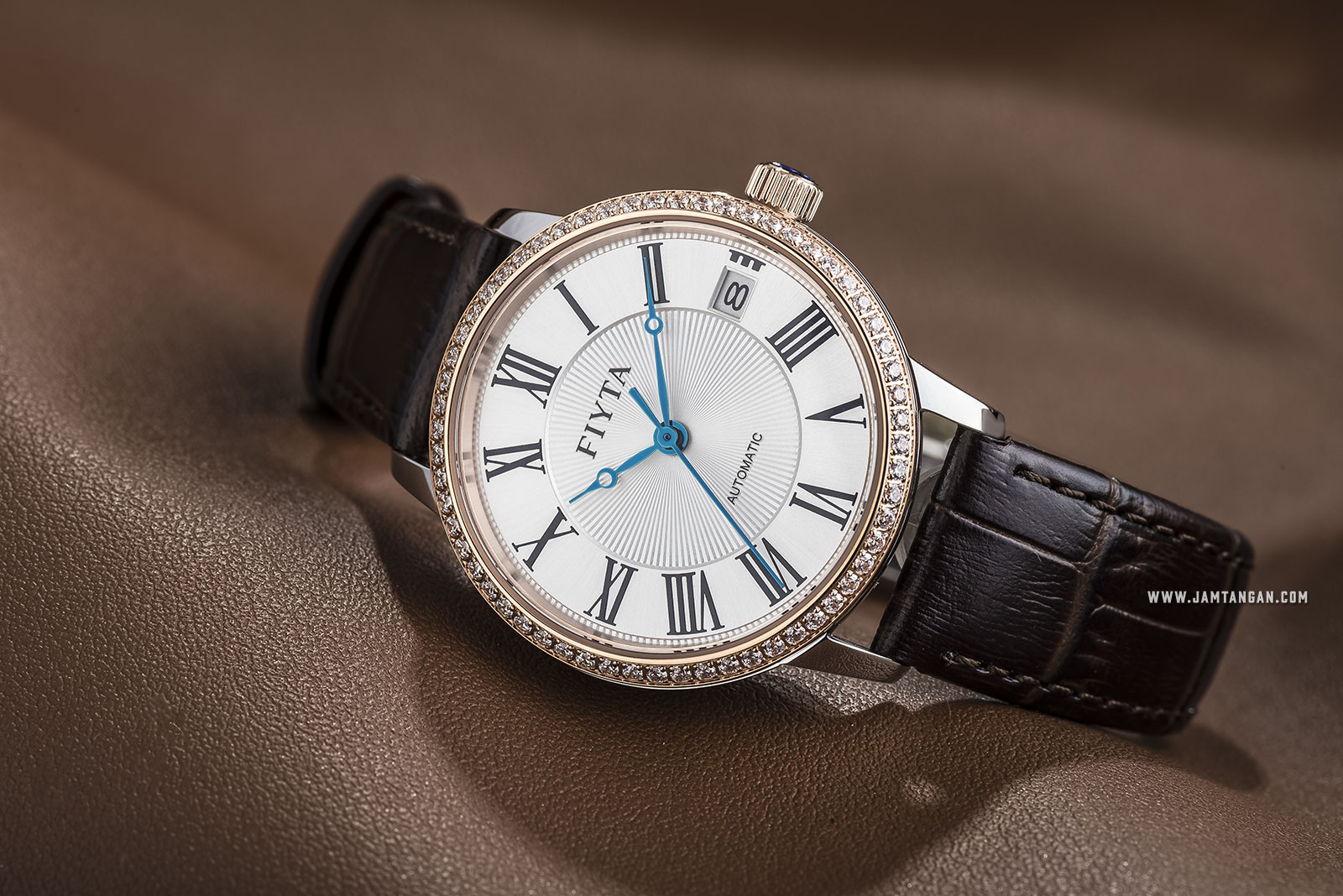 FIYTA LA802058.MWKD Classic Automatic Ladies Silver Dial Brown Leather Strap Machtwatch