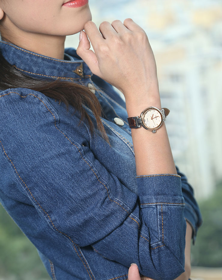 FIYTA Ladies Heartouching Automatic Watch Brown Leather Strap LA8402.MWR Machtwatch