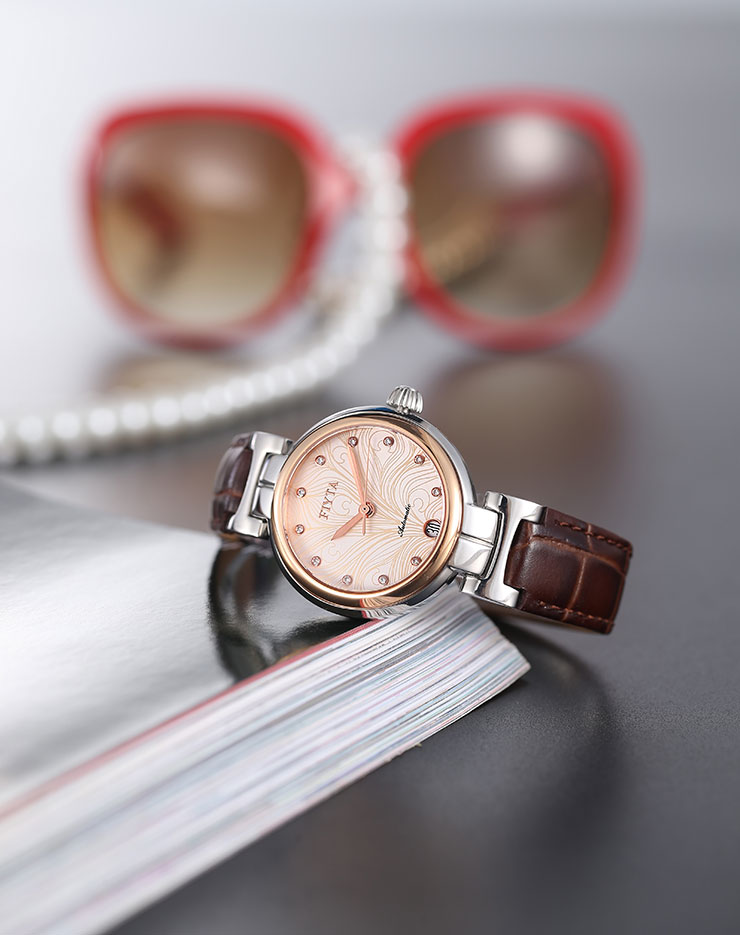 FIYTA Ladies Heartouching Automatic Watch Brown Leather Strap LA8402.MWR Machtwatch
