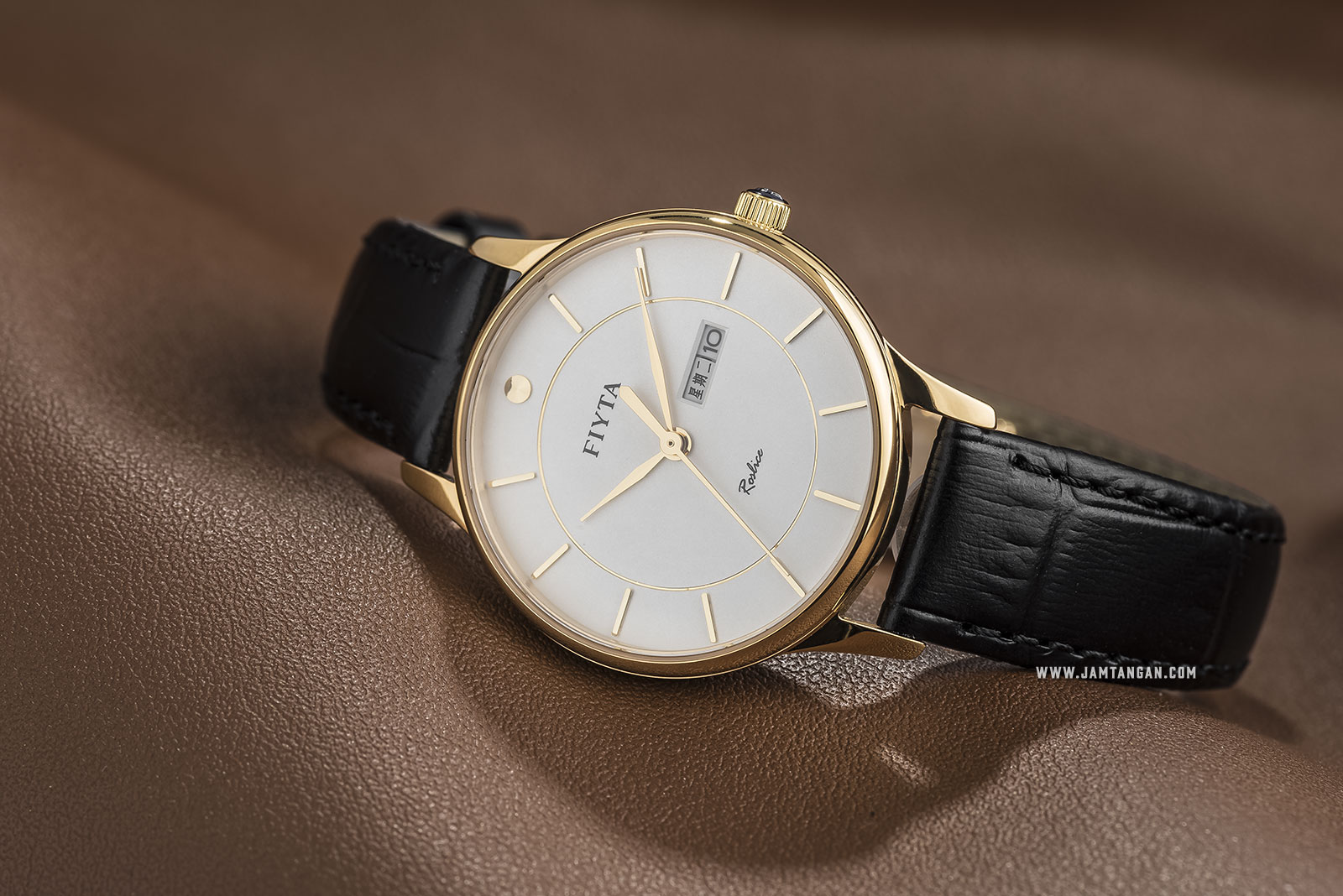 FIYTA M800011.GWB Joyart Ladies White Dial Black Leather Strap Machtwatch