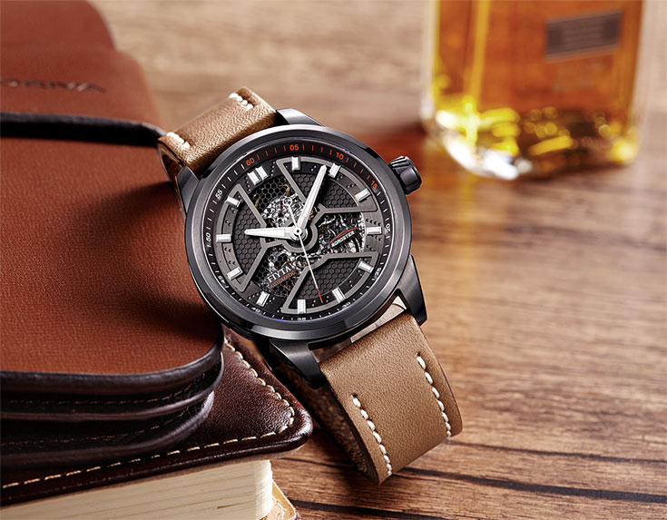 FIYTA Men Extreme Roadster Skeleton Automatic Brown Leather Strap WGA1008.BBR Machtwatch
