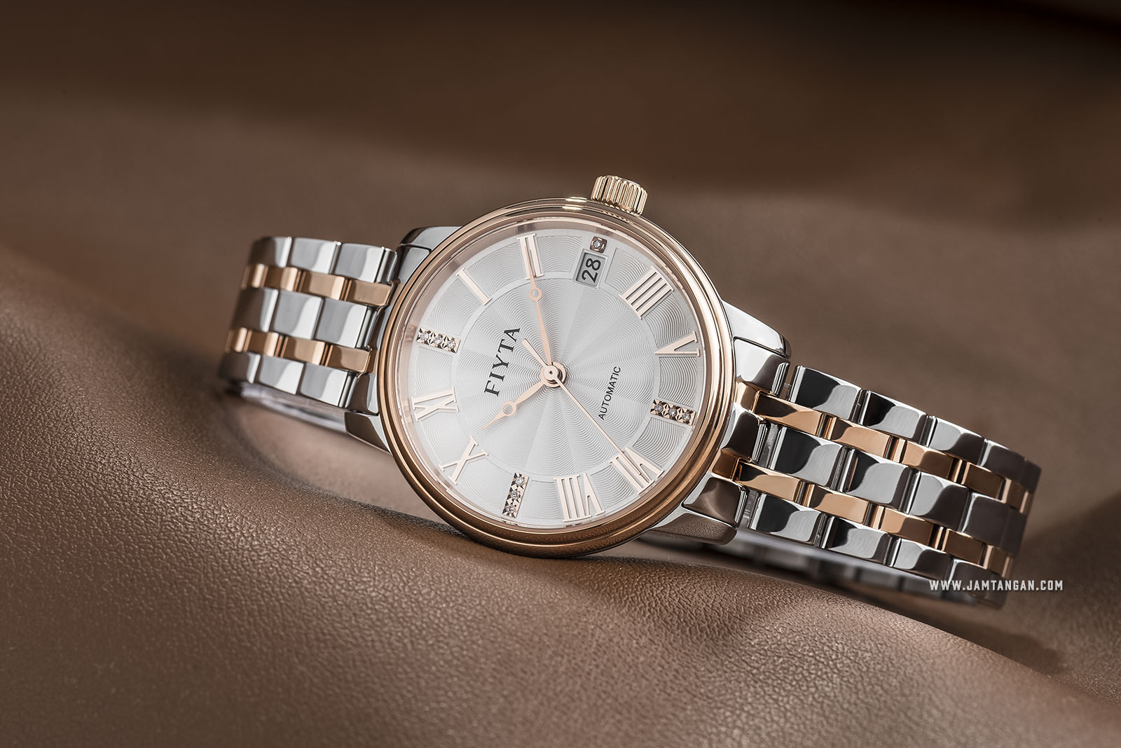 FIYTA WLA802055.MWM Classic Automatic Ladies Silver Dial Dual Tone Stainless Steel Machtwatch