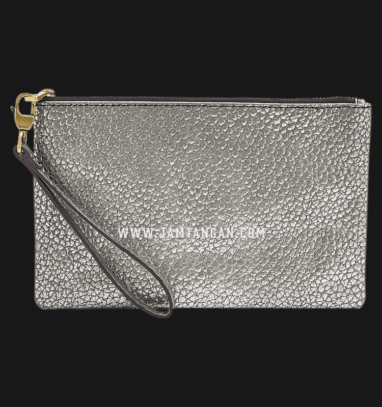 silver leather wristlet