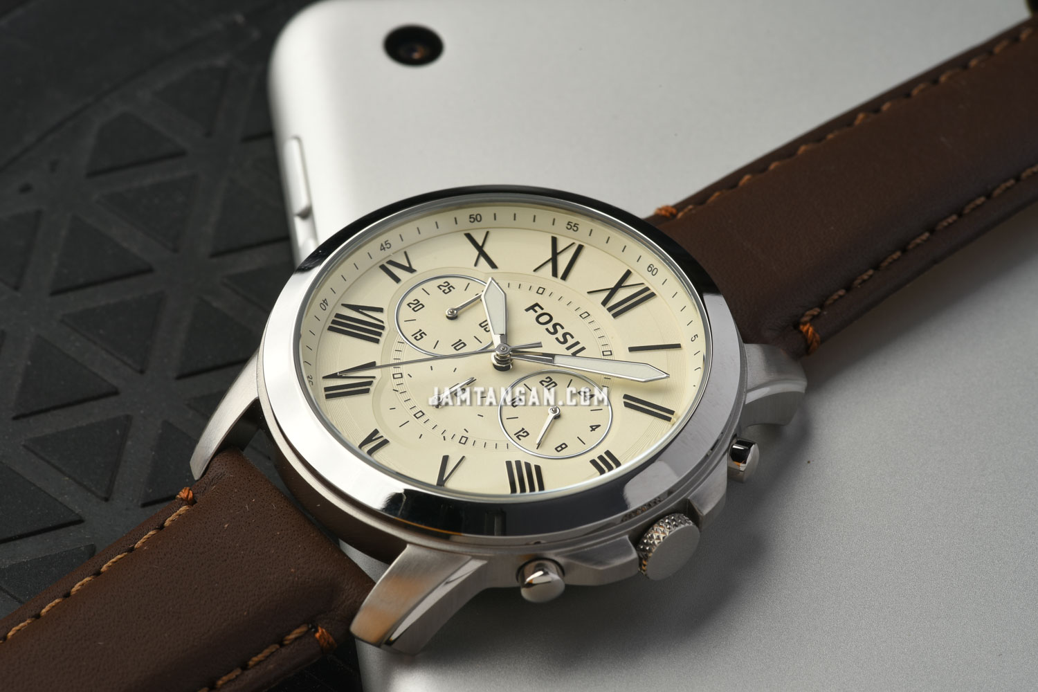 Fossil FS4735 Grant Chronograph Brown Leather Strap Machtwatch