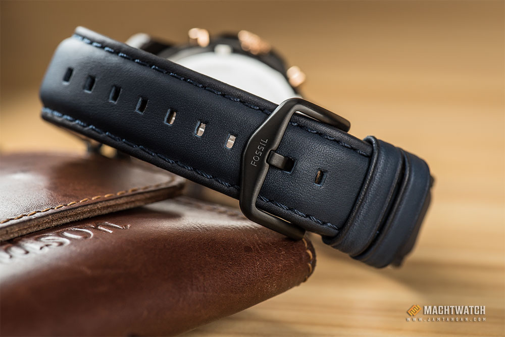 Fossil FS5061 Grant Chronograph Navy Leather Strap Machtwatch