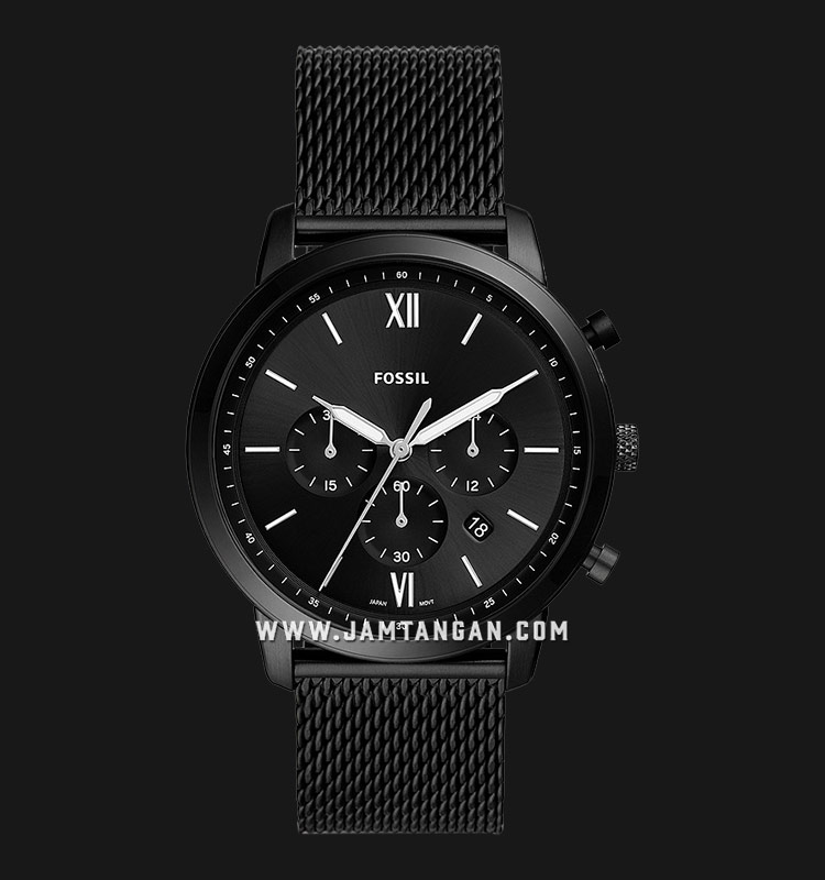 Fossil Neutra FS5707 Chronograph Men Black Dial Black Mesh Strap
