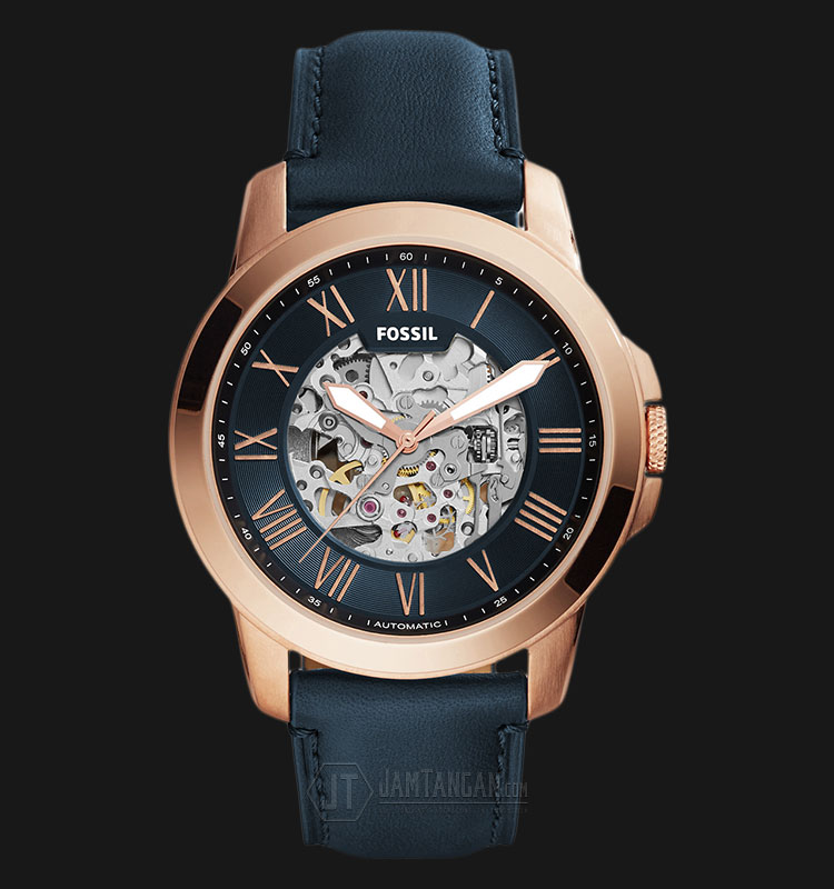 grant automatic blue leather watch