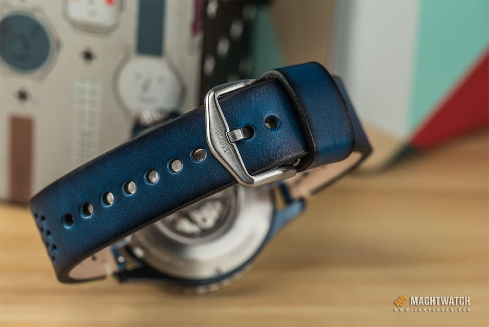 Fossil ME3149 Men Crewmaster Sport Automatic Blue Skeleton Dial Blue Leather Strap Machtwatch