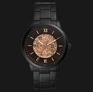 Fossil Neutra ME3183 Automatic Men Skeleton Dial Black Stainless Steel ...