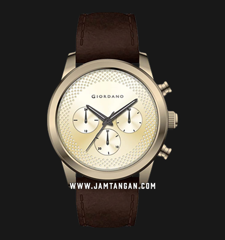 Giordano Metropolitan GD-1129-03 Men Champagne Dial Brown Leather Strap