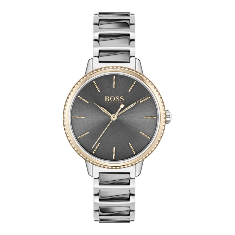 Hugo Boss Signature 1502569 Grey Dial Dual Tone Stainless Steel Strap ...