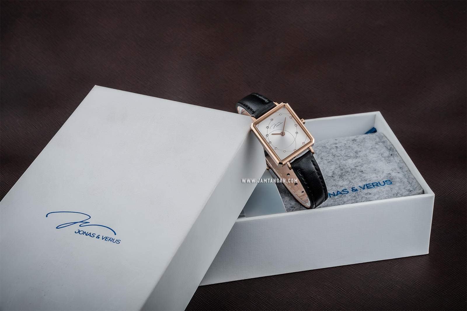 Jonas Verus X02060-Q3.PPWLB Queen Collection Ladies White Dial Black Leather Strap Machtwatch