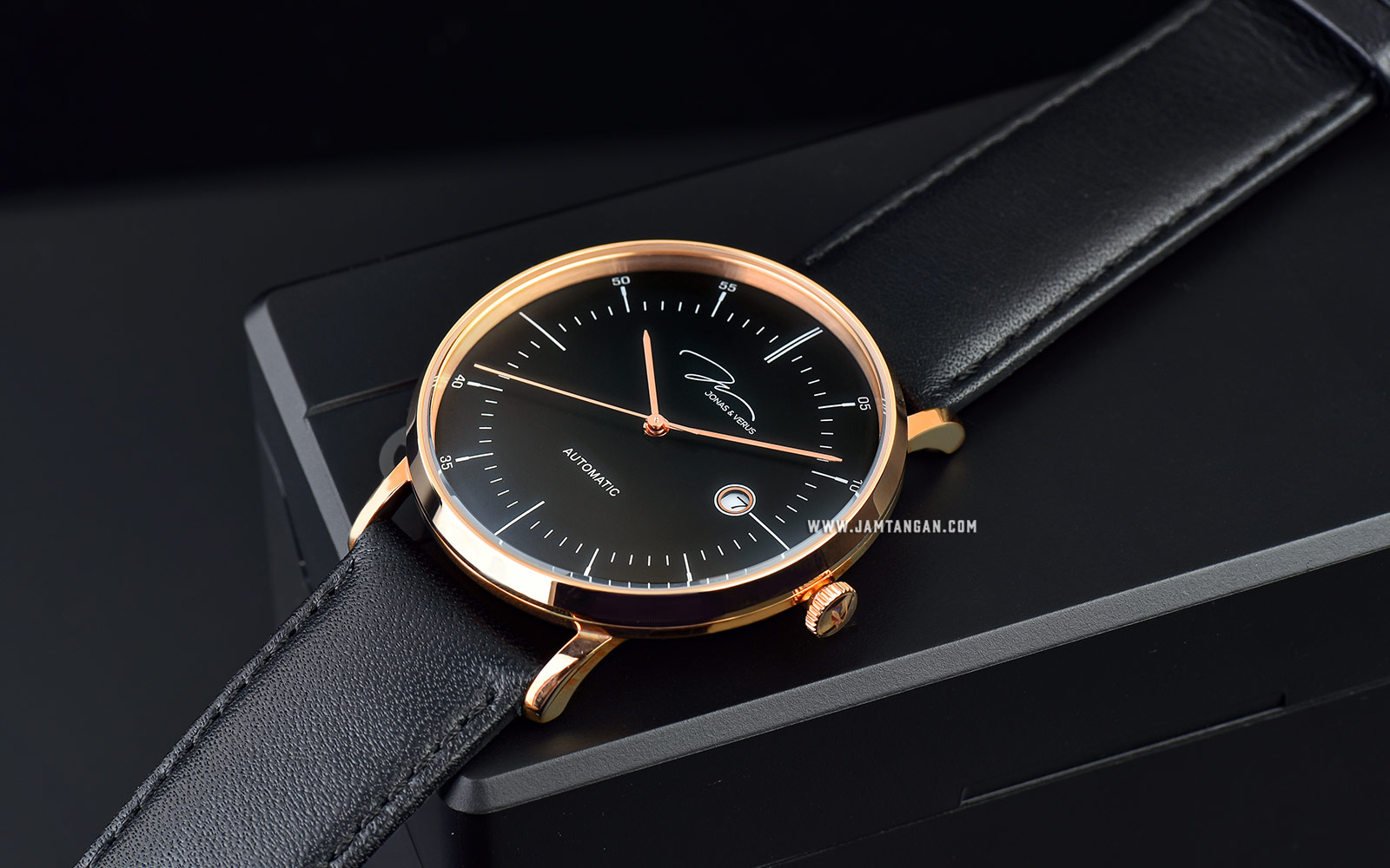 Jonas Verus Y01562-A0.PPBLB Minimalist Collection Automatic Man Black Dial Black Leather Strap Machtwatch