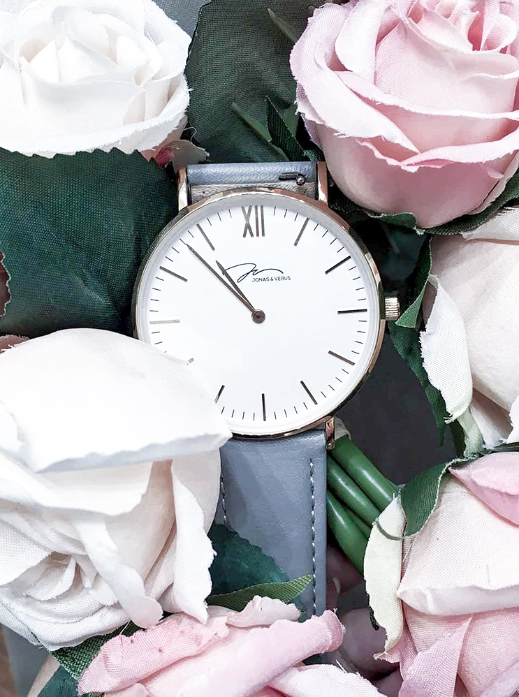 Jonas Verus Y01647-Q3.GGWLH Miyota Japan Quartz White Dial Gray Leather Strap Machtwatch