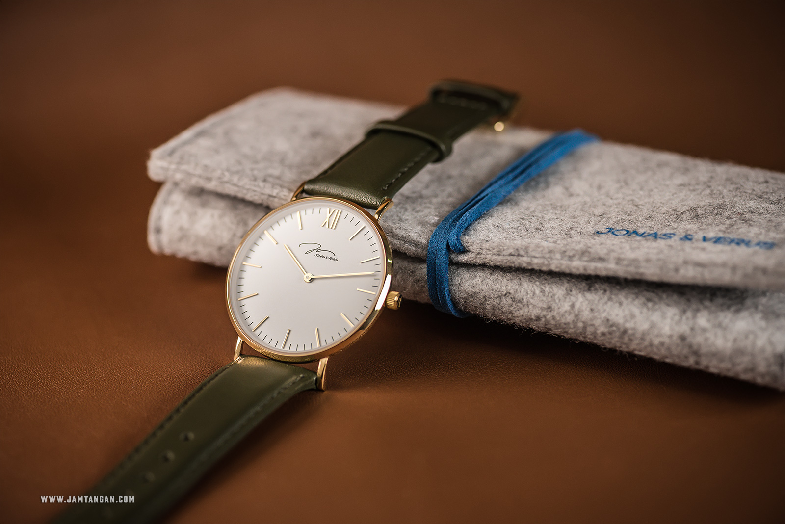 Jonas Verus Y01647-Q3.GGWLN Jane Still Collection Men White Dial Green Leather Strap Machtwatch