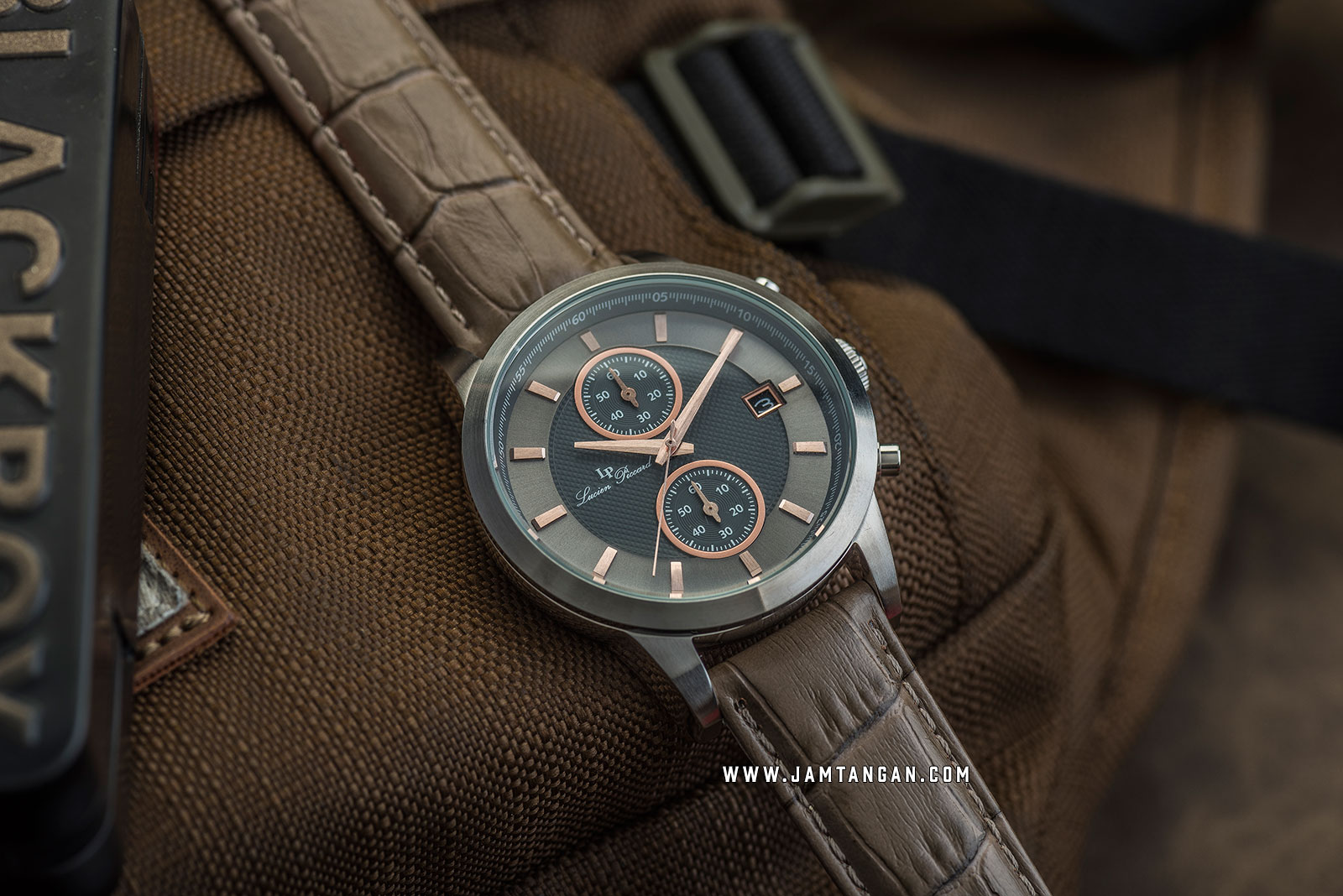 Lucien Piccard Clark LP-28003C-014RA-BRW Chronograph Grey Dial Brown Leather Strap Machtwatch