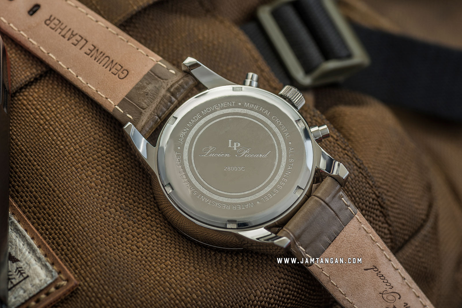 Lucien Piccard Clark LP-28003C-020-BRW Chronograph Biege Dial Brown Leather Strap Machtwatch