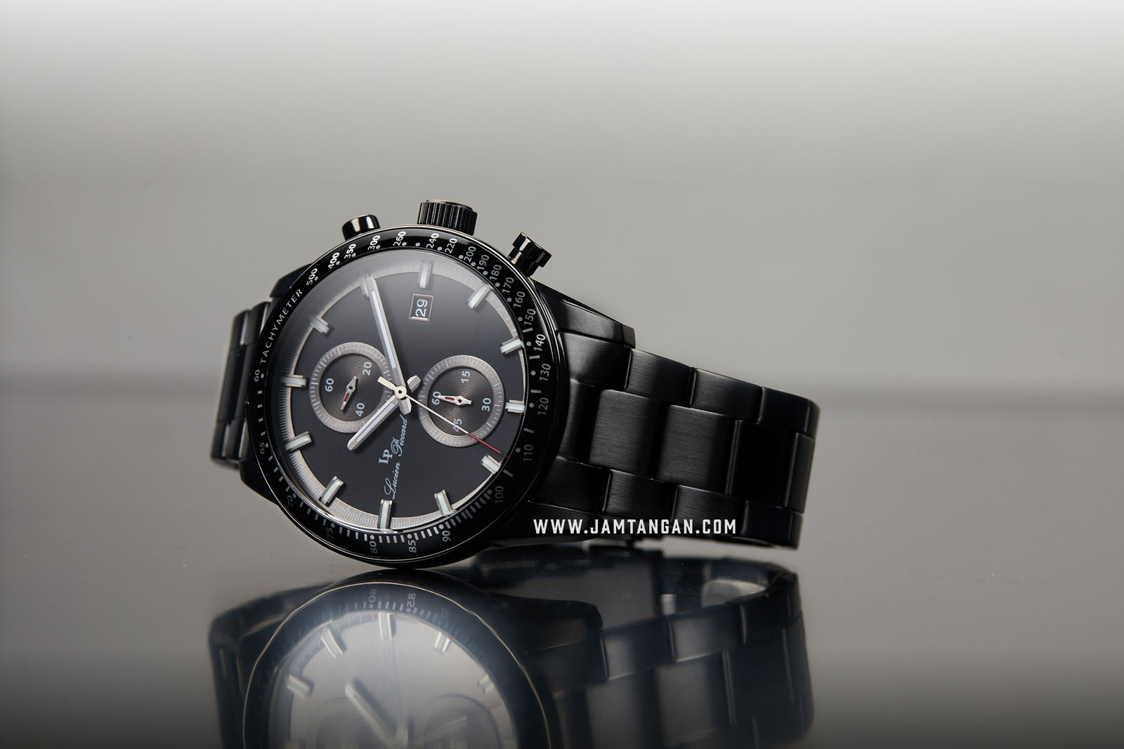 Lucien Piccard Grani LP-28004C-BB-11-BB Chronograph Black Dial Black Stainless Steel Strap Machtwatch