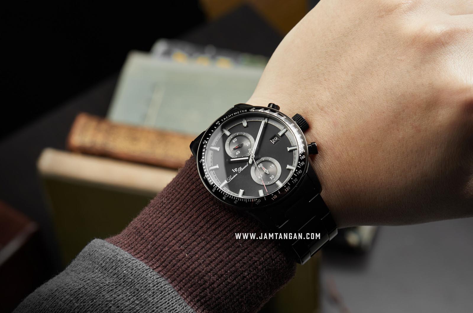 Lucien Piccard Grani LP-28004C-BB-11-BB Chronograph Black Dial Black Stainless Steel Strap Machtwatch