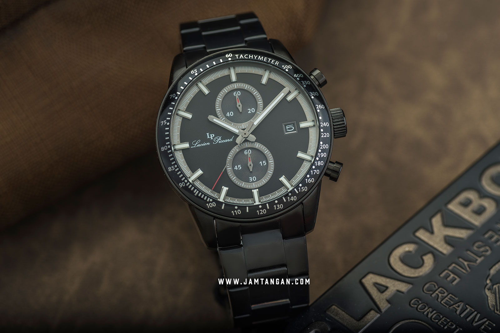 Lucien Piccard Grani LP-28004C-BB-11-BB Chronograph Black Dial Black Stainless Steel Strap Machtwatch