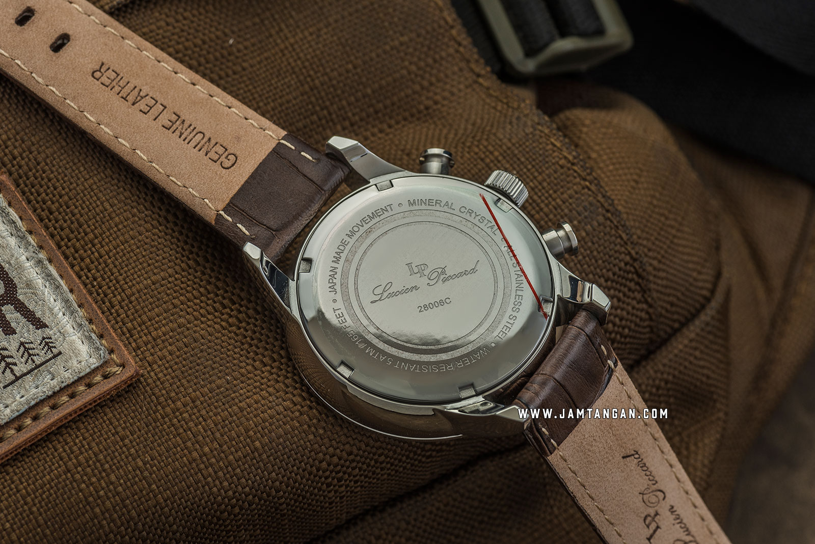 Lucien Piccard Welles LP-28006C-01-BRW Chronograph Black Dial Brown Leather Strap Machtwatch