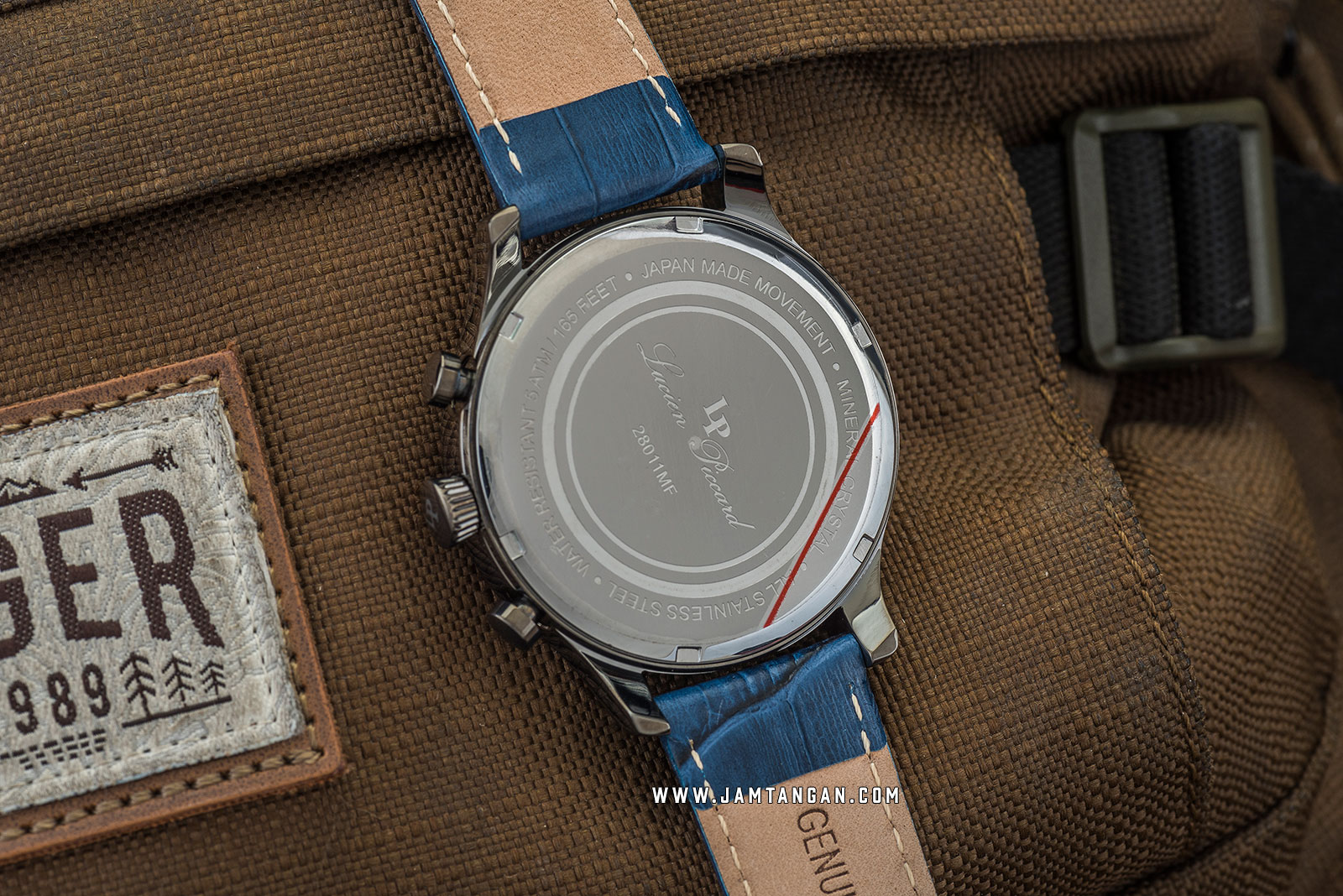 Lucien Piccard Lancaster LP-28011MF-GM-014 Chronograph Black Dial Blue Leather Strap Machtwatch