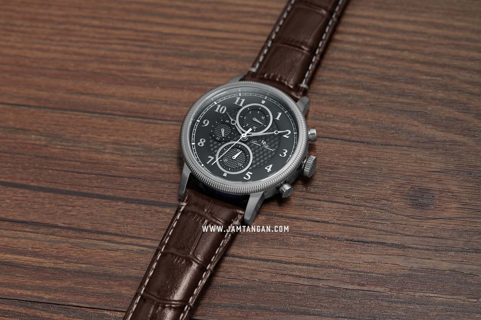 Lucien Piccard Holden LP-28017MF-01-BRW Chronograph Black Dial Brown Leather Strap Machtwatch