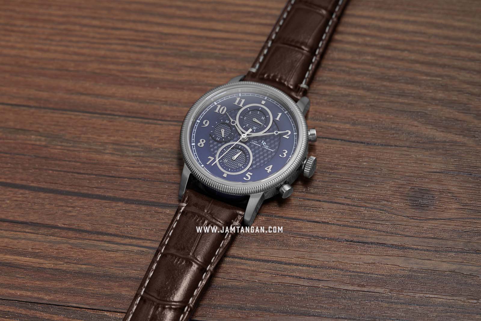 Lucien Piccard Holden LP-28017MF-03-BRW Chronograph Blue Dial Brown Leather Strap Machtwatch