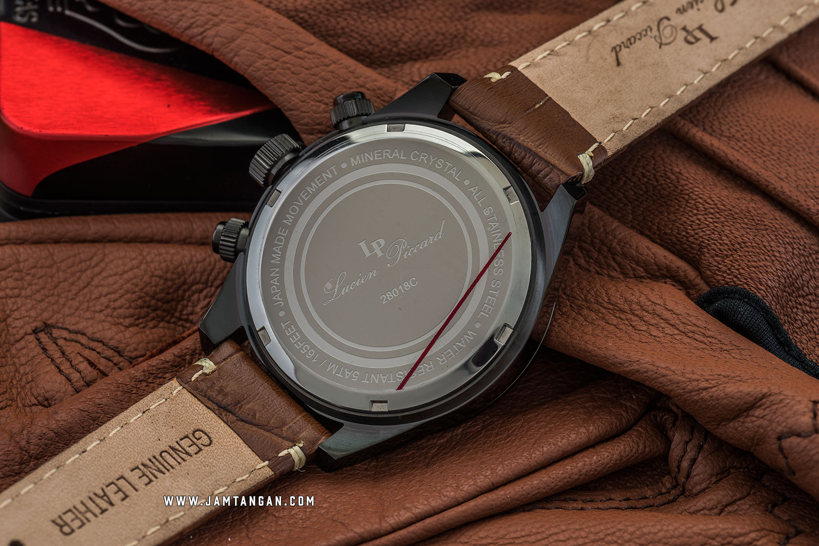 Lucien Piccard Heston LP-28018C-BB-08-BRW Chronograph Green Dial Brown Leather Strap Machtwatch