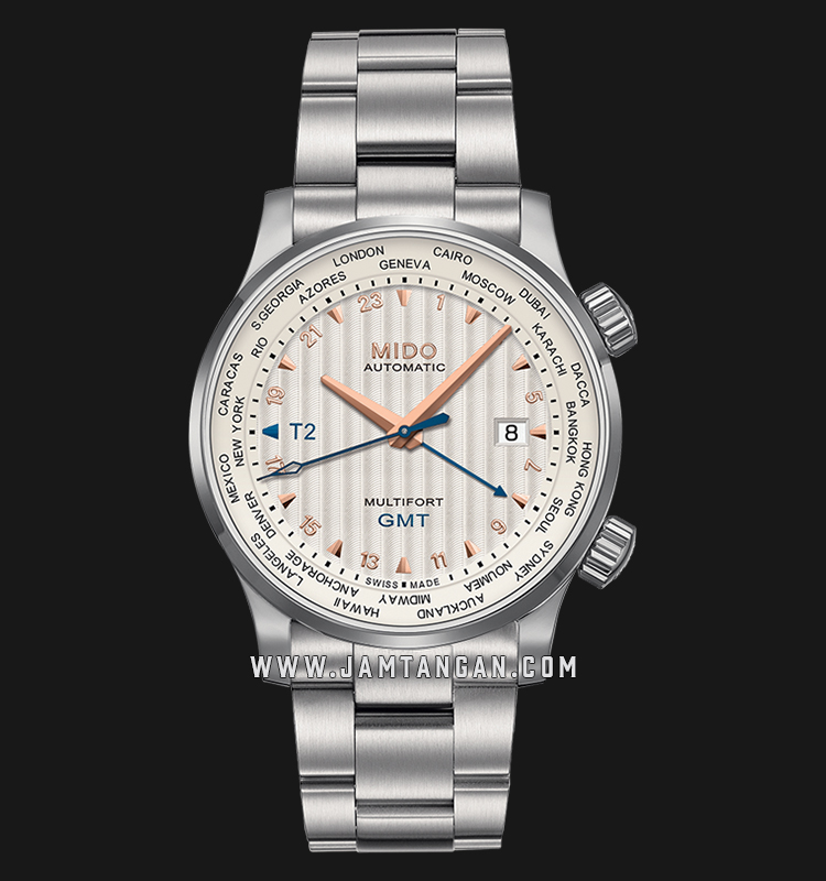 Mido M005.929.11.031.00 Multifort GMT Automatic Silver Dial Stainless Steel  Strap | Jamtangan.com