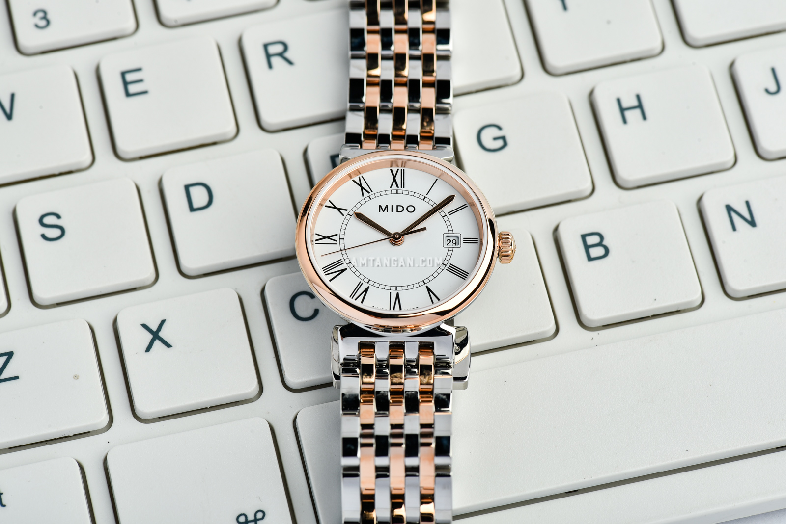 Mido M033.210.22.013.00 Dorada White Dial Dual Tone Stainless Steel Strap Machtwatch