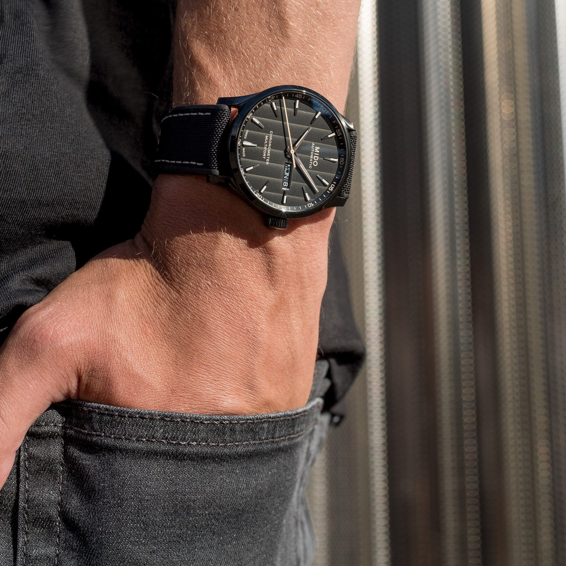 Mido M038.431.37.051.00 Multifort Chronometer Automatic Black Dial Black Leather Strap Machtwatch