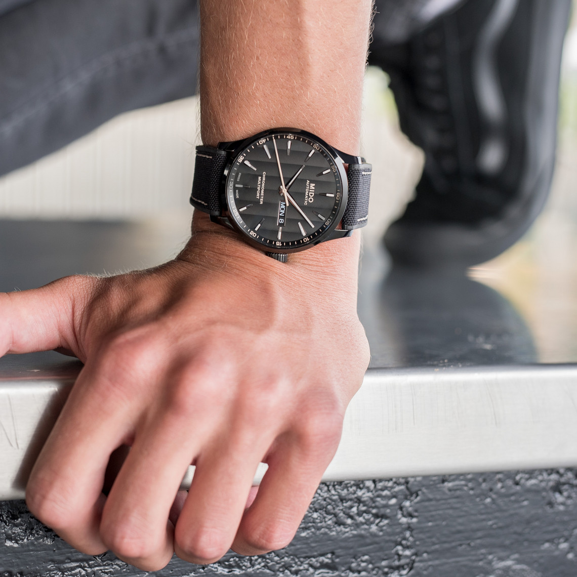Mido M038.431.37.051.00 Multifort Chronometer Automatic Black Dial Black Leather Strap Machtwatch