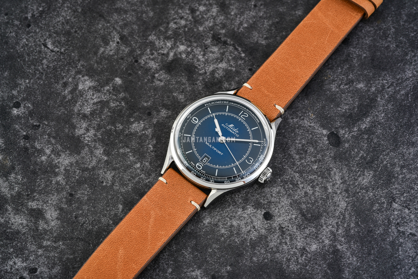 Mido M040.407.16.040.00 Multifort Patrimony Automatic Blue Dial Brown Patina Leather Strap Machtwatch