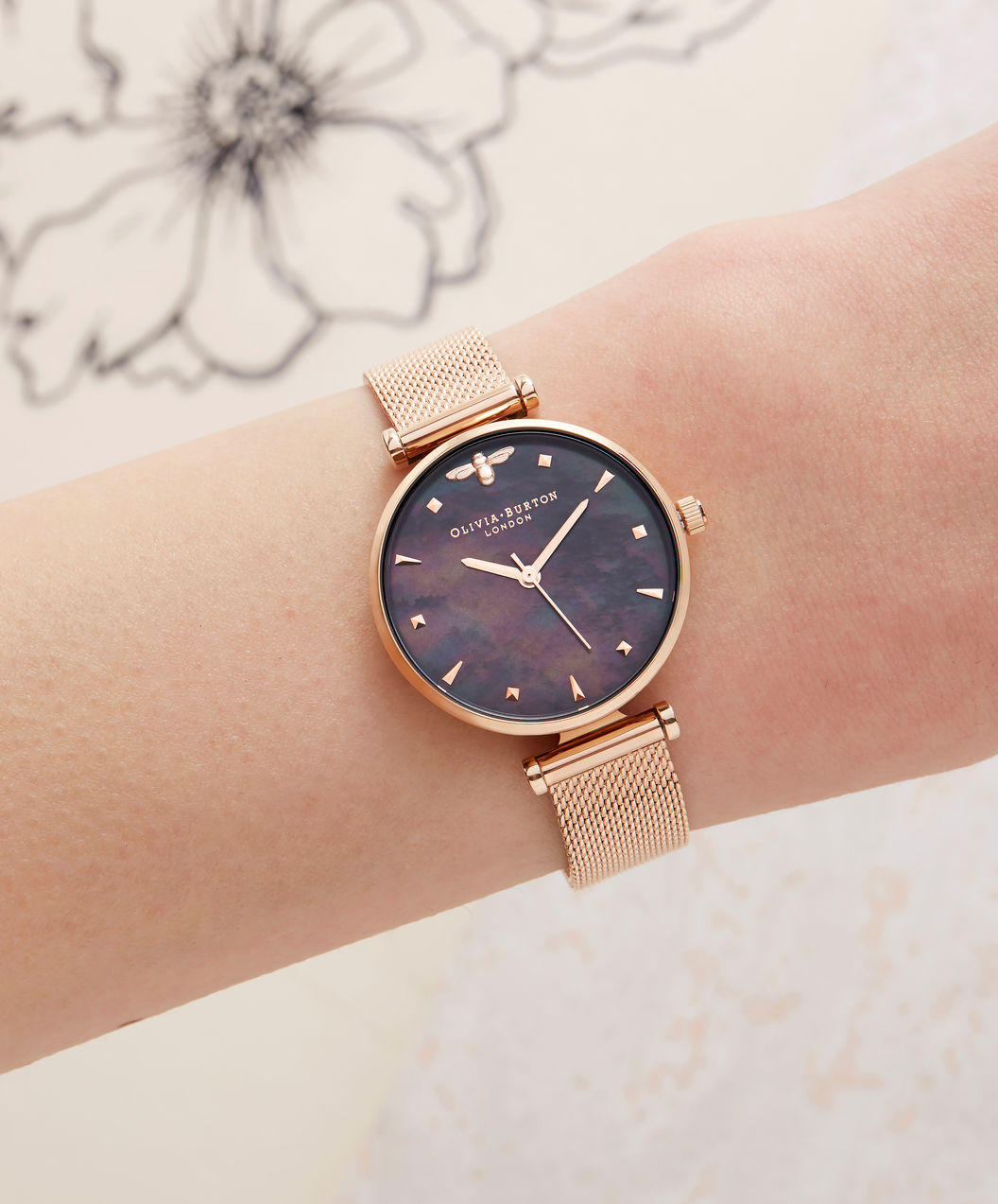 Olivia Burton OB16AM145 3D Queen Bee Ladies Mother of Pearl Dial Rose Gold Stainless Steel Machtwatch