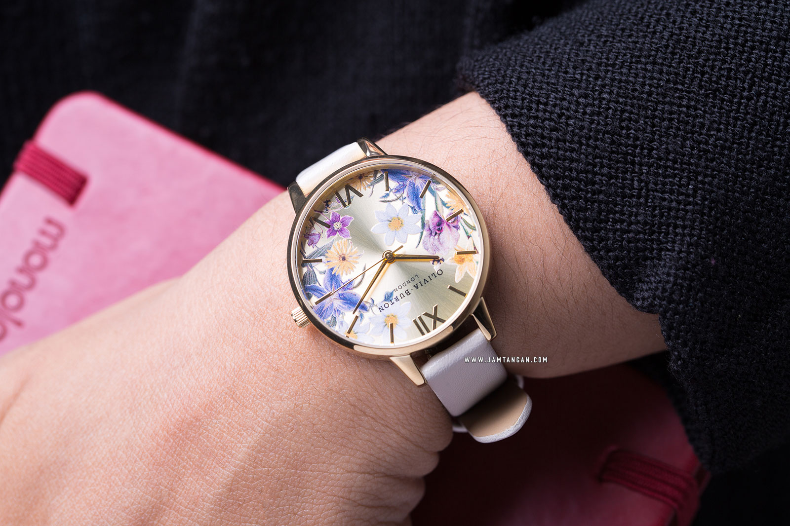 Olivia Burton Best In Show OB16EG121 Vegan Floral Dial Nude Leather Strap Machtwatch