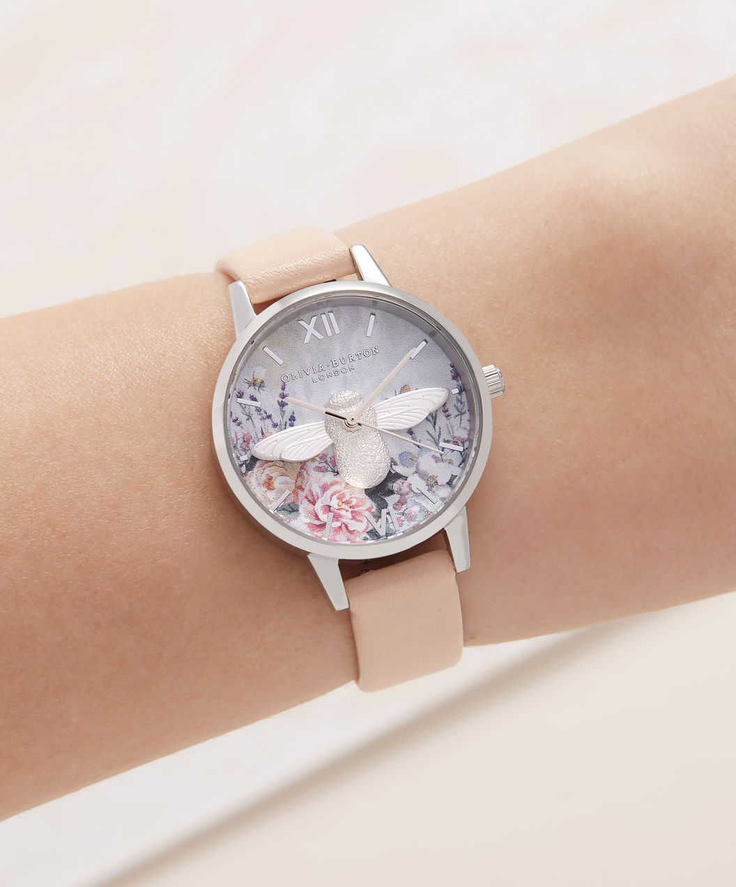 Olivia Burton OB16GH09 Glasshouse Nude Peach Ladies Multicolor Dial Light Pink Leather Strap Machtwatch